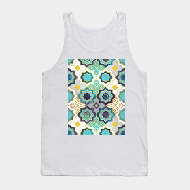 Marrakesh gold and blue geometry inspiration // pattern Tank Top by SelmaCardoso